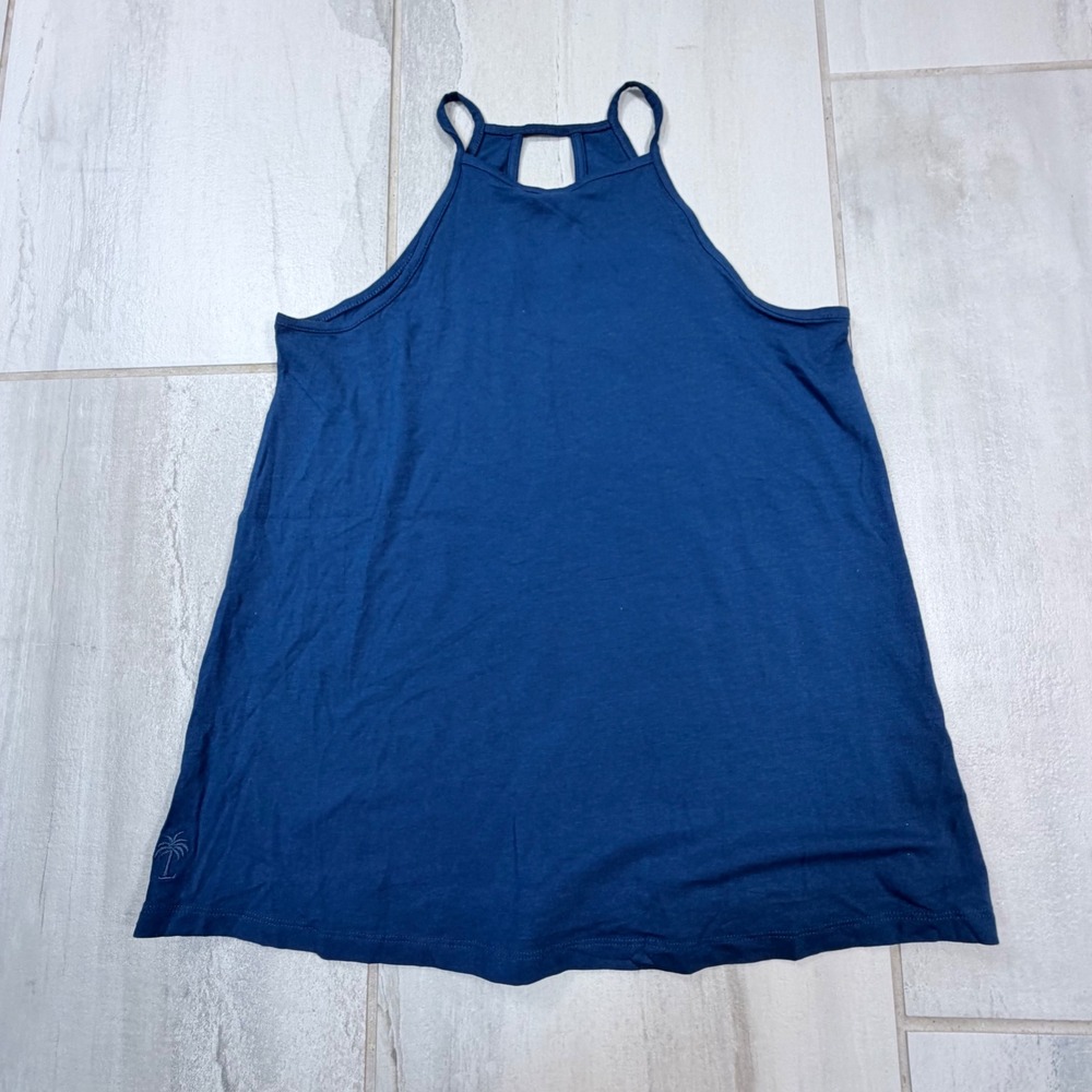 Lilly Pulitzer Etta V-Back Tank Top Navy Blue Pima Modal Halter XXS